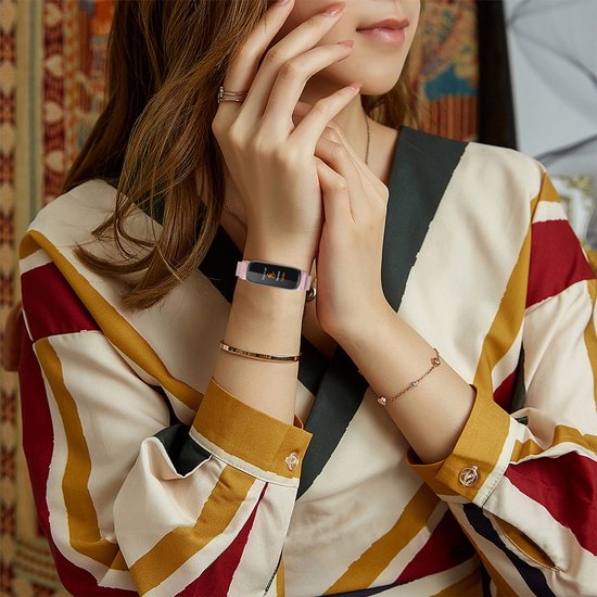 YONO Milanees Bandje geschikt voor Fitbit Inspire 3 - Stalen Milanese Band - Horlogeband / Polsband / Armband - Roze