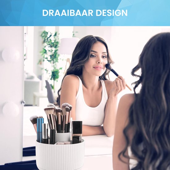 YONO Make Up Organizer - 360º Draaibaar M - Skincare Organizer - Parfum Houder - Wit