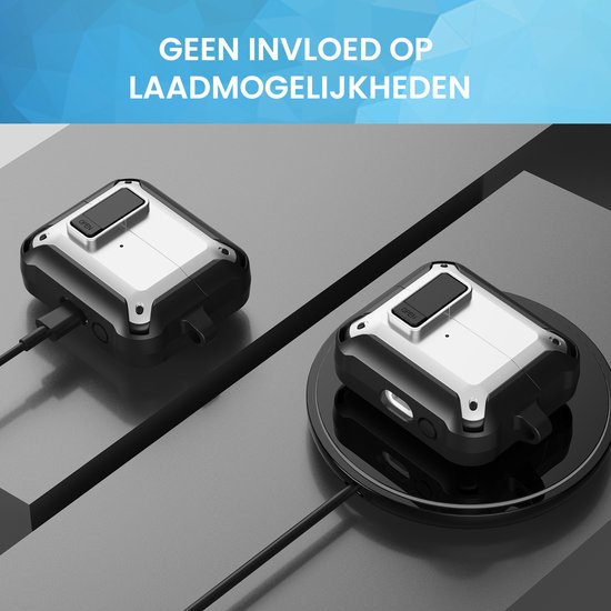 YONO Armor Hard Case geschikt voor Samsung Galaxy Buds 3 - 3 Pro - Hoesje met Lock - Wit