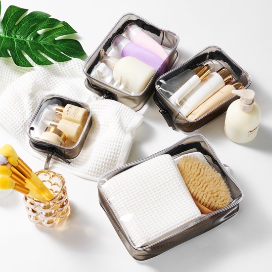 YONO Doorzichtige Toilettas Set - 4 Stuks - Reistas voor Toiletartikelen - Travel Organizer Make Up Tasjes - Transparante Toilettas - Reisset Vliegtuig Handbagage