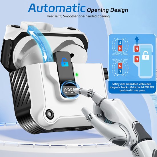 YONO Hoesje geschikt voor Airpods 4 - Case - Lock - Wit