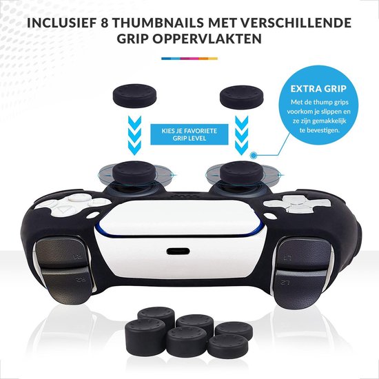 YONO Controller Hoesje geschikt voor PS5 – Skin met Thumb Grip Playstation 5 – Zwart