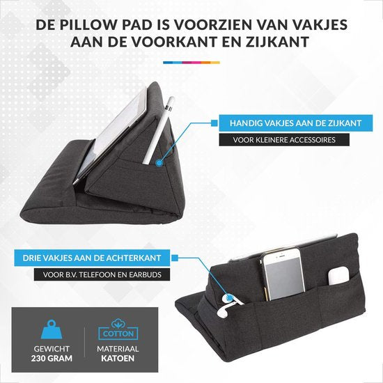 YONO Luxe Tablet Kussen - Houder Standaard Universeel geschikt voor iPad/Smartphone – Leeskussen – Boekstandaard – Zwart