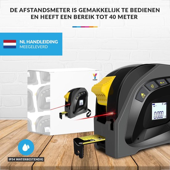 YONO Laser Afstandsmeter – Lasermeter 40 Meter met Rolmaat – Digitaal