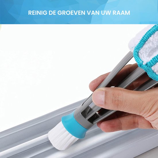 YONO Jaloezie Reiniger - Lamellen Stoffer - Luxaflex Borstel - Stof Verwijderaar - Blauw/Grijs
