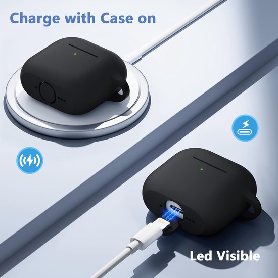 YONO Hoesje geschikt voor Airpods 4 - Case - Siliconen - Zwart