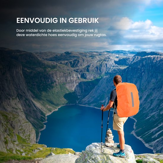 YONO Regenhoes Rugzak Waterdicht - Reflecterende Backpack Hoes - 30 tot 40 Liter - Oranje - M