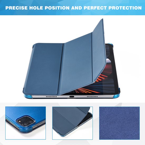 YONO Hoes geschikt voor iPad Air 2024 - 11 Inch - iPad Pro 2022 - 2021 - Case Cover - Tablet Hoesje - Donkerblauw
