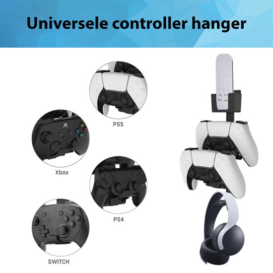 YONO Headset en Controller Houder met Muurbevestiging - Wall Mount Accessoires geschikt voor PS5/PS4/Xbox/Switch - Koptelefoon Muurbeugel - Zwart