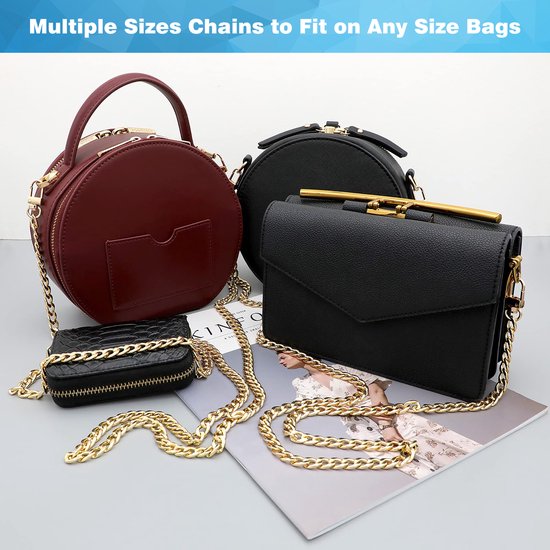 Set de 4 chaînes pour sac à Riem YONO - Bandoulière - Bandoulière pour sac - Chaîne à maillons - Couleur or