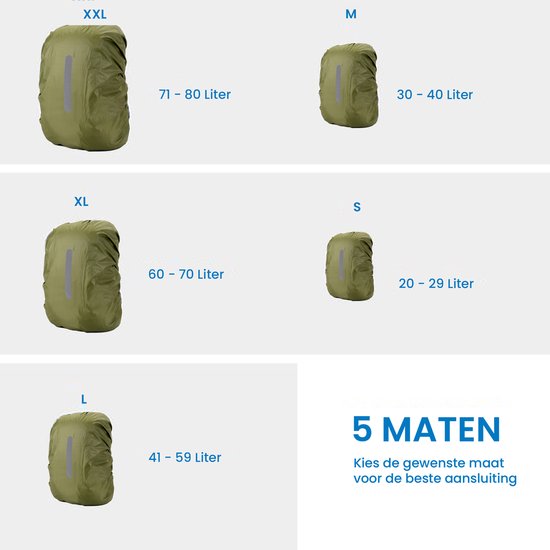 YONO Regenhoes Rugzak Waterdicht - Backpack Hoes - Reflecterend - 60 tot 70 Liter - Groen - XL