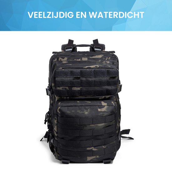 YONO Tactical Backpack Militaire Rugzak - Tactische Wandelrugzak Leger - 45L - Zwart Camouflage