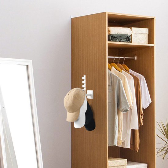 YONO Cap Rack Zelfklevend - Petten Houder - Rek - Opbergen - Pethouder Kapstok - Wit