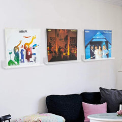 YONO LP Opbergsysteem Acryl - Houder aan de Muur - Platen Standaard - Display - Vinyl Rek - Platenhouder - 6 Stuks - Transparant