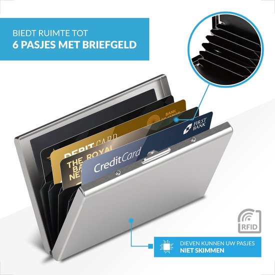RFID Pasjeshouder – Aluminium Creditcardhouder - Geschikt voor Mannen en Vrouwen – Zilver