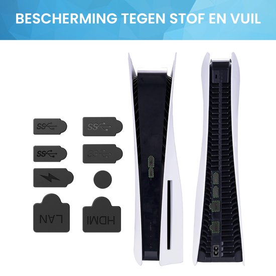YONO Anti Stof Pluggen geschikt voor Playstation 5 SLIM - PS5 Bescherming Accessoires - Zwart