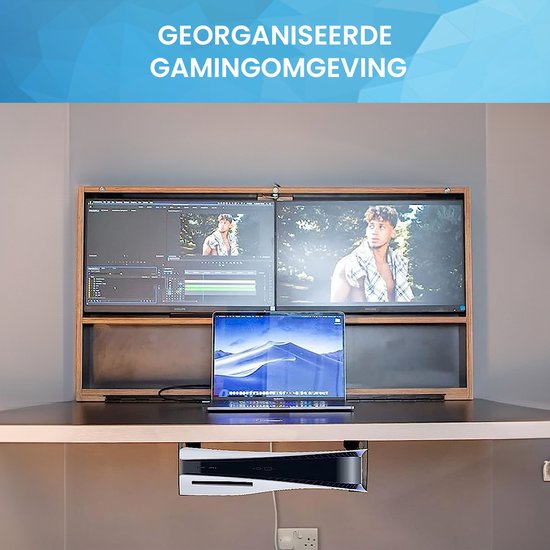 YONO Bureau Houder geschikt voor Playstation 5 (Digital & Disc Edition) - Beugel Horizontaal - PS5 Standaard Accessoires - Zwart