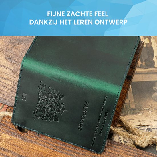 YONO Paspoort Hoesje Nederland Leer - Houder Cover Mapje - Donkergroen