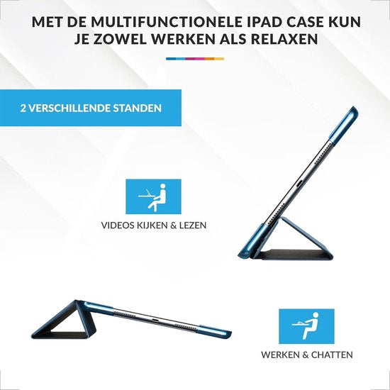 YONO Hoes geschikt voor iPad 9 10.2 inch - 9e Generatie - 8e - 7e - 2021 - 2020 - 2019 - Case Cover - Tablet Hoesje - Donkerblauw