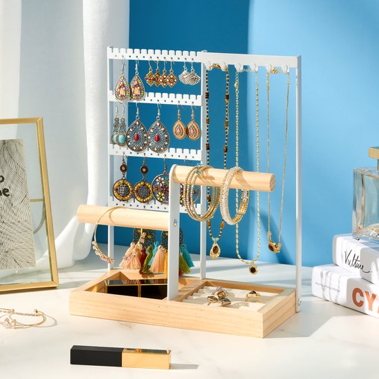 YONO Sieradenhouder - Sieradenrekje - Organizer voor Oorbellen - Kettingen - Armbanden - Opbergen - Houder - Wit