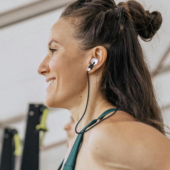 YONO Magnetische Band geschikt voor Apple Airpods - 4 3 2 1 - Pro - Siliconen Koord voor Oordopjes Draadloos - Anti Lost Strap - 80cm - Zwart