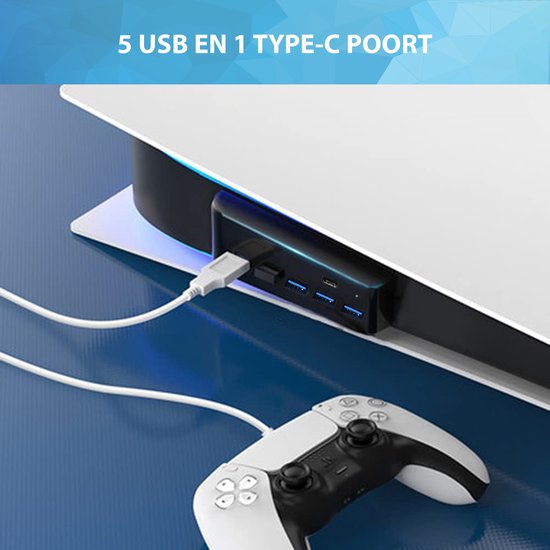 YONO USB Hub geschikt voor Playstation 5 - PS5 USB A en C - 6 Poorts - Zwart