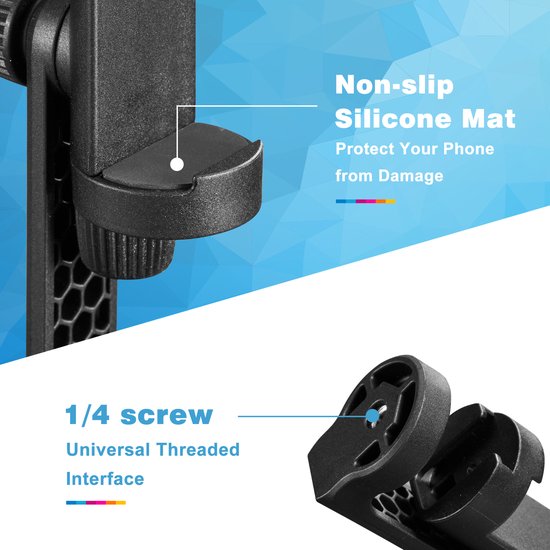 YONO 360º Draaibare Telefoonhouder voor Statief - Universeel met Cold Shoe Mount - Voor Smartphones tot 7 Inch - Zwart