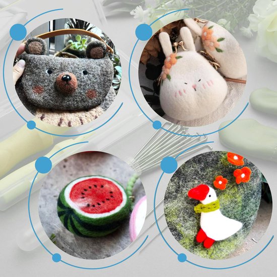 YONO Naaldvilten Pakket - Vilt Naalden - Needle Felting Starterset voor Viltwol - 24 Delig