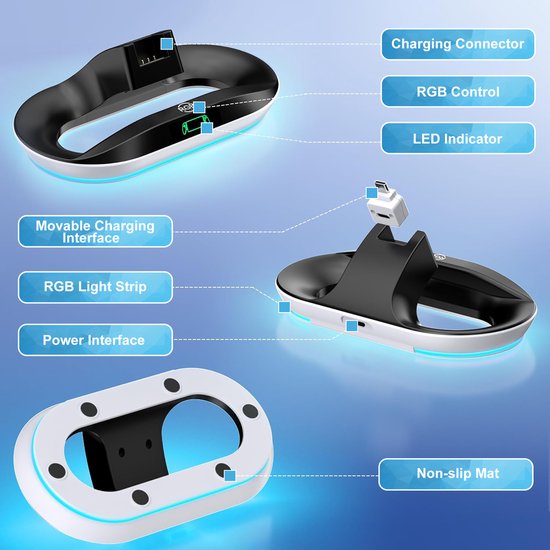 YONO Oplaadstation met RGB Led geschikt voor Playstation Portal - Charging Dock PS5 Portable - Oplader - Standaard