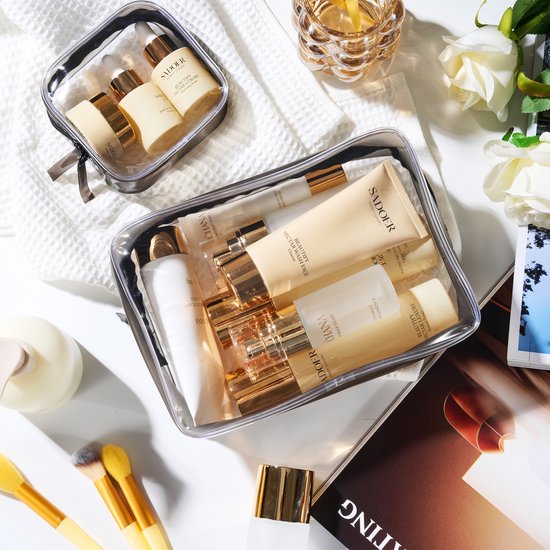 YONO Doorzichtige Toilettas Set - 4 Stuks - Reistas voor Toiletartikelen - Travel Organizer Make Up Tasjes - Transparante Toilettas - Reisset Vliegtuig Handbagage