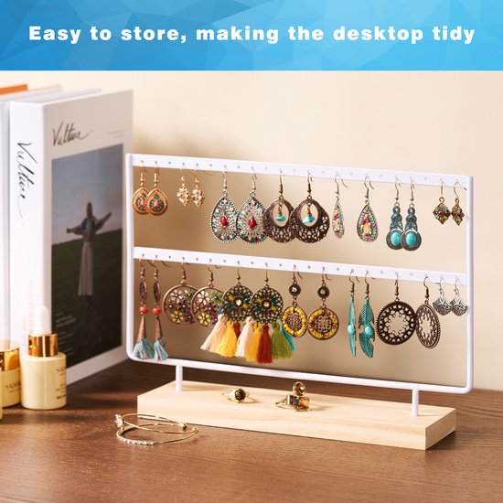 YONO Oorbellenrekje - Sieradenrekje - Oorbellen - Organizer - Sieradenhouder - Opbergen - 40 gaatjes - Wit