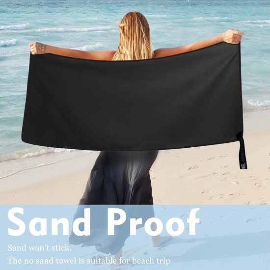 YONO Microvezel Handdoek Sneldrogend - Reishanddoek 40x80cm - Sporthanddoek - Gym Towel - Badlaken - Zwart