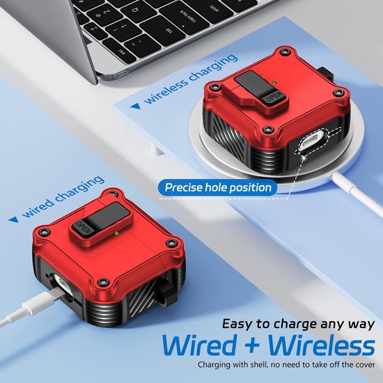 YONO Hoesje geschikt voor Airpods 4 - Case - Lock - Rood