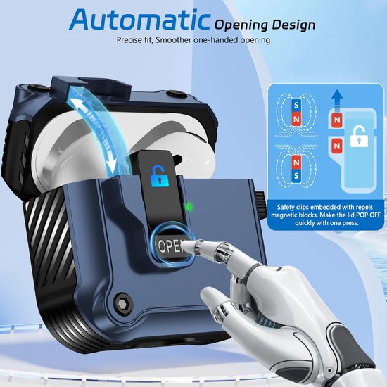 YONO Hoesje geschikt voor Airpods 4 - Case - Lock - Donkerblauw