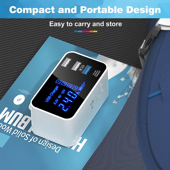 YONO Usb Lader met Voeding - Super Oplader - 4 Poorten - Usb A - C - Hub met Stekker - Wit