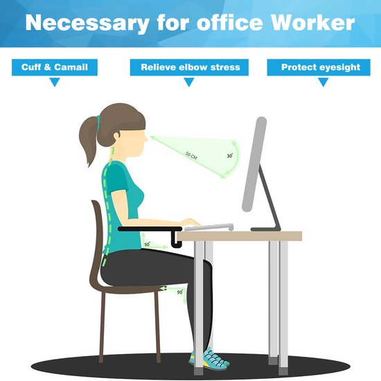 YONO Ergonomische Armsteun Bureau - Armondersteuning - Polssteun - Zwart