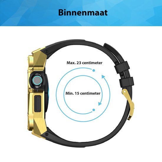 YONO Luxe Band geschikt voor Apple Watch Series 44 / 45 mm - RVS Horlogebandje - Stainless Steel met Siliconen Strap - Goud