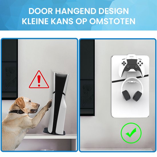 YONO Muurbeugel geschikt voor Playstation 5 SLIM - Wall Mount Beugel Houder voor PS5 en Accessoires - Zwart