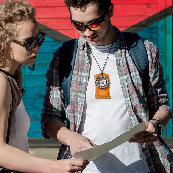 YONO Plaatkompas - Kaartkompas - Kompas met Liniaal en Vergrootglas - Waterdicht - Oranje