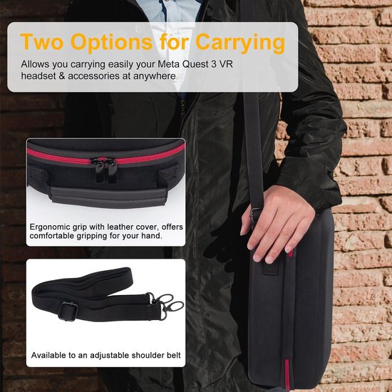YONO Case geschikt voor Meta Quest 3 – Opberghoes Koffer voor VR Bril en Accessoires - Hard Cover – Zwart