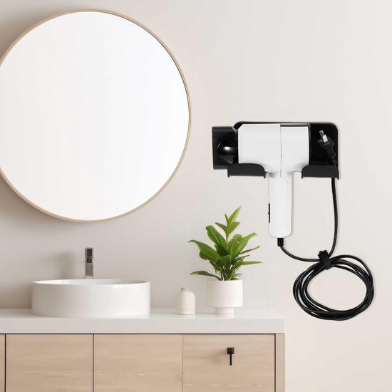 YONO Houder geschikt voor Dyson Supersonic Fohn - Wand Bevestiging Accessoires - Zelfklevende Muurbeugel - Zwart