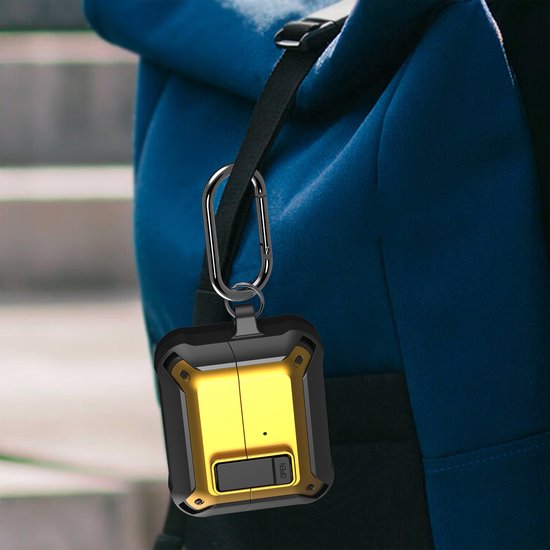 YONO Armor Hard Case geschikt voor Samsung Galaxy Buds 3 - 3 Pro - Hoesje met Lock - Geel