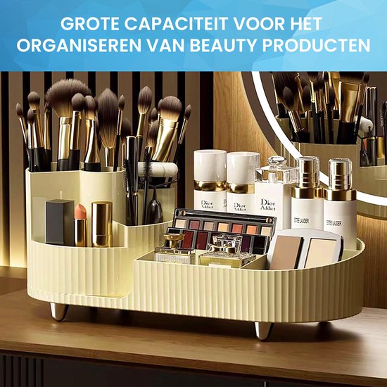 YONO Make Up Organizer Staand - Opbergsysteem voor Skincare / Parfum / Cosmetica / Lippenstift / Nagellak / Beauty Houder - Ivoorkleur