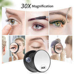 YONO Vergrootspiegel met Zuignap - Mini Make Up Spiegel - 30x Vergroting - Reisspiegel - Pincet Epileer - Zwart