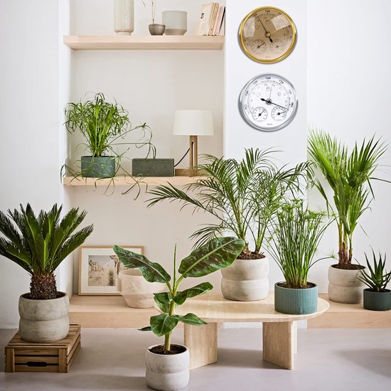 Luxe Barometer Weerstation met Thermometer en Hygrometer – Messing Goudkleurig – Voor Binnen en Buiten