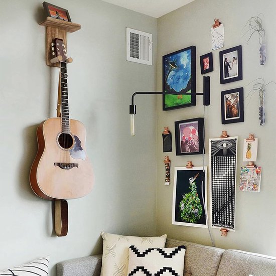 YONO Gitaar Muurbeugel met Plankje - Wandbeugel - Wandsteun Beugel - Muur Houder - Accessoires - Hout