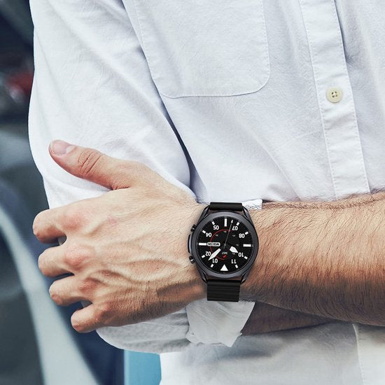 YONO Siliconen Link Bandje 22mm - Horlogebandje geschikt voor Samsung Galaxy Watch 46mm / 3 (45mm) / Gear s3 - Polar Vantage M2 / Grit X - Huawei Watch GT 3 (pro) / 2 - Amazfit GTR - Zwart