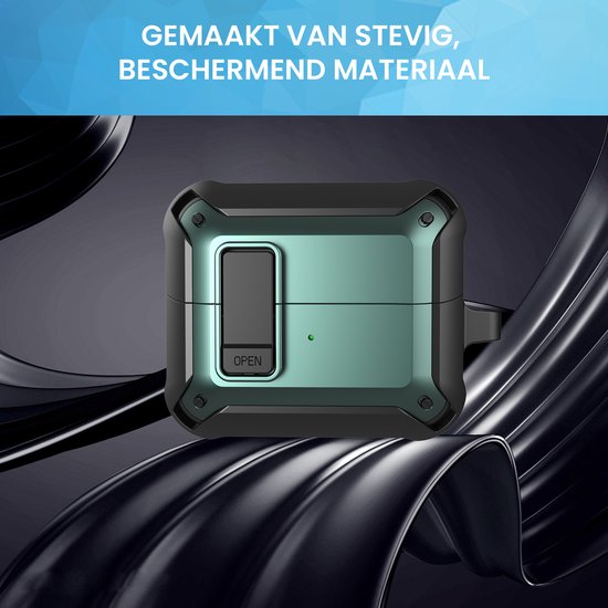 YONO Armor Hard Case geschikt voor Samsung Galaxy Buds 3 - 3 Pro - Hoesje met Lock - Donkergroen