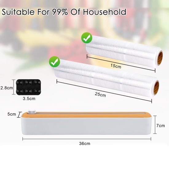 YONO Universele Foliehouder - Foliesnijder Dispenser geschikt voor Aluminium / Huishoud Folie - Rollenhouder Keuken - Geel
