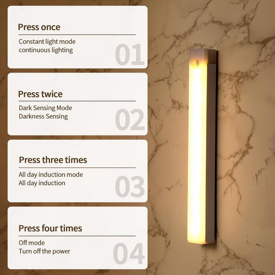 YONO Kastverlichting met Bewegingssensor Oplaadbaar - 50cm - Keukenverlichting Onderbouw Led - Draadloos - Magnetisch Zelfklevend